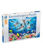 Пъзел Ravensburger от 500 части - Делфини в кораловия риф -1