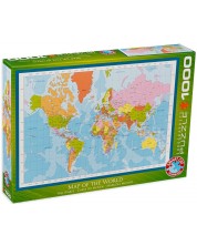 Пъзел Eurographics от 1000 части - Модерна карта на света -1