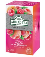 Peach & Raspberry Плодов чай, 20 пакетчета, Ahmad Tea -1