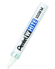Перманентен мини маркер Pentel White X100W - 3.9 mm, бял -1