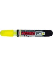 Перманентен маркер Uni Prockey - PM-225F, объл и скосен връх, 1.4-2.0 mm и 3.7 mm, флуоресцентно жълт