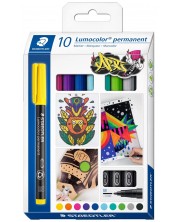 Перманентни маркери Staedtler Lumocolor - 10 цвята