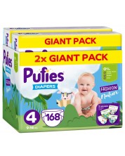 Бебешки пелени Pufies Fashion & Nature - Размер 4, 168 броя, 9-14 kg, Giant Pack -1