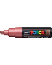 Перманентен маркер със скосен връх Uni Posca - PC-8K, 8 mm, червен металик -1