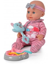 Пишкаща кукла-бебе Moni Toys - С шезлонг и аксесоари, 36 cm