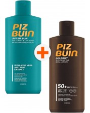 Piz Buin Комплект - Лосион за след слънце и Слънцезащитен лосион, SPF 50+, 2 х 200 ml -1