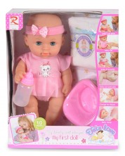 Пишкаща кукла Moni Toys - С розов памперс, 31 cm -1