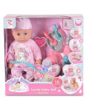Пишкаща кукла Moni Toys - С розови дрешки, 36 cm
