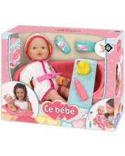 Пишкаща кукла-бебе Loko Toys Le Bebe - С халат и вана, 40 cm -1