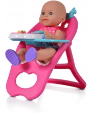Пишкаща кукла-бебе Moni Toys - Със столче, вана и аксесоари, 36 cm