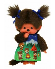 Плюшена играчка Monchhichi - Camping Dress Girl, Маймунка, 20 cm