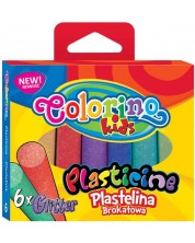 Пластилин с брокат Colorino Kids - 6 цвята