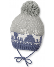 Плетена зимна шапка с пискюл Sterntaler - Еленчета, 47 cm, 9-12 месеца