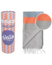 Памучна кърпа в кутия Hello Towels - Neon, 100 х 180 cm, синьо-сива