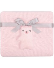 Плетено памучно одеяло KikkaBoo - Bear with me, Pink