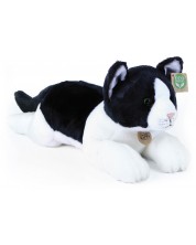 Плюшена играчка Rappa Еко приятели - Котка в черно и бяло, лежаща, 36 cm