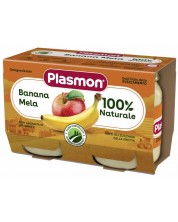 Плодово пюре Plasmon - Банан с ябълка, 2 х 104 g -1