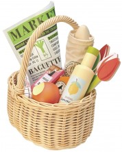 Плетена пазарска кошница Tender Leaf Toys - С продукти и цветя -1