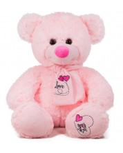 Плюшена играчка Амек Тойс - Мече с шал розово, 45 cm -1