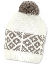 Плетена зимна шапка с пискюл Sterntaler - 47 cm, 9-12 месеца, екрю -1