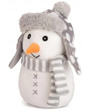 Плюшена играчка Амек Тойс - Снежко със сива шапка и шал, 19 cm