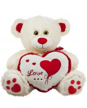 Плюшена играчка Амек Тойс - Мече със сърце с кант червен, 45 cm