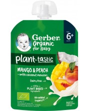 Плодова закуска Nestle Gerber Organic - Пауч с манго и праскова с кокосов мус, 80 g -1