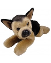Плюшена играчка Rappa Еко приятели - Немска овчарка, лежаща, 30 cm