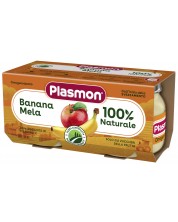 Плодово пюре Plasmon - С банан и ябълка, 6м+, 2 х 80 g -1