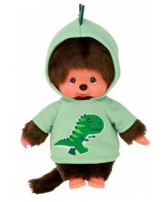 Плюшена играчка Monchhichi - Маймунка с костюм на динозавър -1