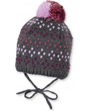 Плетена зимна шапка Sterntaler - 41 cm, 4-5 месеца, сиво-розова -1