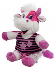 Плюшена играчка Амек Тойс - Розова кравичка с блузка, 25 сm -1