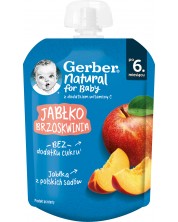 Плодово пюре Nestle Gerber - Пауч с праскова и ябълка, 6м+, 80 g -1