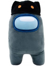 Плюшена фигура YuMe Games: Among Us - Black Crewmate with Cat Head Hat, 30 cm