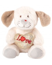Плюшена играчка Амек Тойс - Куче със сърце, бяло, 24 сm -1