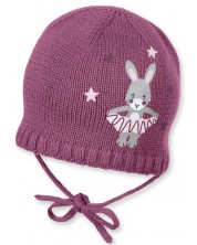 Плетена бебешка шапка Sterntaler - Със зайче, 45 cm, 6-9 месеца