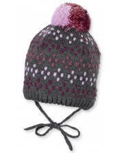 Плетена зимна шапка Sterntaler - 43 cm, 5-6 месеца, сиво-розова
