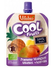 Плодов мус Vitabio - Ябълка, манго, ананас и ацерола, 90 g -1
