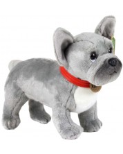 Плюшена играчка Rappa Еко приятели - Куче Френски булдог, стоящ, сив, 30 cm -1