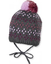 Плетена зимна шапка Sterntaler - 45 cm, 6-9 месеца, сиво-розова
