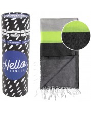 Памучна кърпа в кутия Hello Towels - Neon, 100 х 180 cm, зелено-черна -1