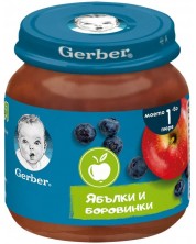 Плодово пюре Nestlé Gerber - Ябълки и боровинки, 125 g -1