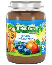 Плодово пюре Bebelan Puree - Ябълки и боровинки, 190 g -1