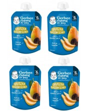 Плодово пюре Nestle Gerber - Пауч от круша и сушени сливи, 6 м+, 4 х 80 g -1