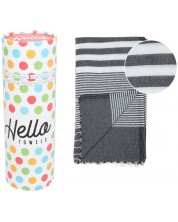 Памучна кърпа в кутия Hello Towels - Malibu, 100 х 180 cm, черно-бяла