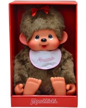 Плюшена играчка Monchhichi - Маймунка момиче с лигавник,  80cm -1