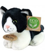 Плюшена играчка Rappa Еко приятели - Коте, черно и бяло, със звук, 15 cm