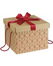 Подаръчна кутия Giftpack - С червена панделка и дръжки, 27 х 27 х 20 cm -1