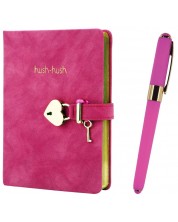 Подаръчен комплект Victoria's Journals - Hush Hush, розов, 2 части, в кутия -1