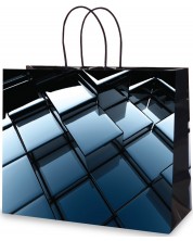 Подаръчна торбичка - Квадрати, черна, H -1